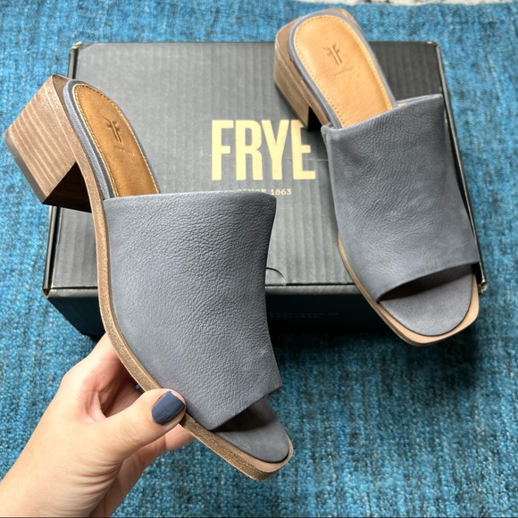 Frye | Shoes | Frye Lucia Slip On Leather Mules In The Color Jeans |  Poshmark